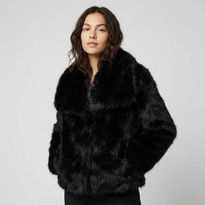 Urban-Inspired Short Structured Faux Fur Jacket