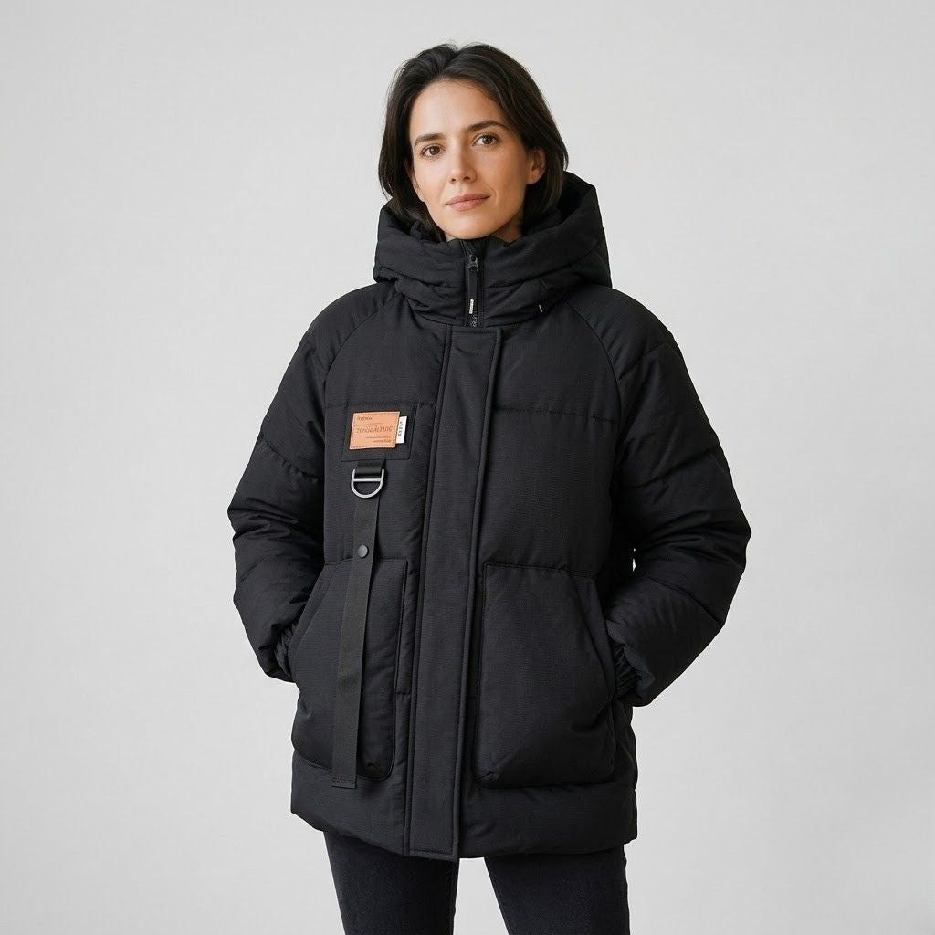 Urban-Style High-Collar Quilted Jacket