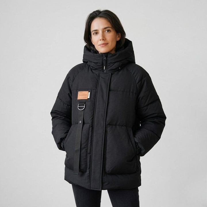 Urban-Style High-Collar Quilted Jacket