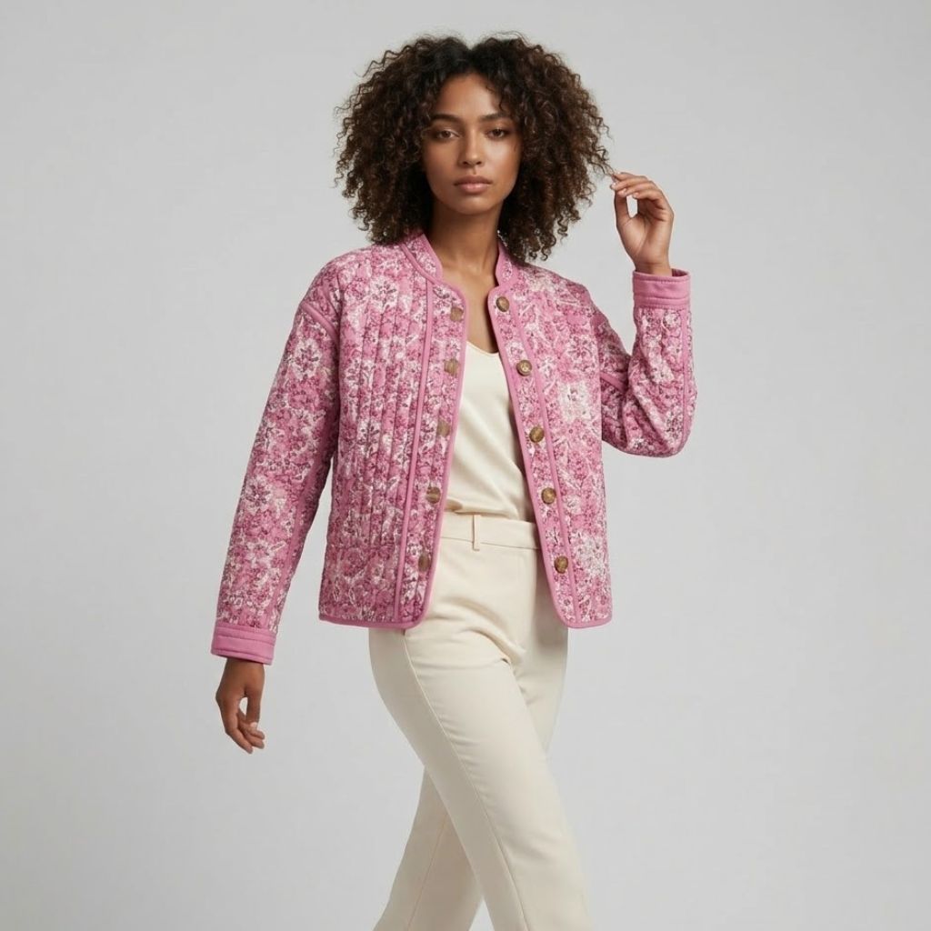 Button-Up Short Quilted Jacket