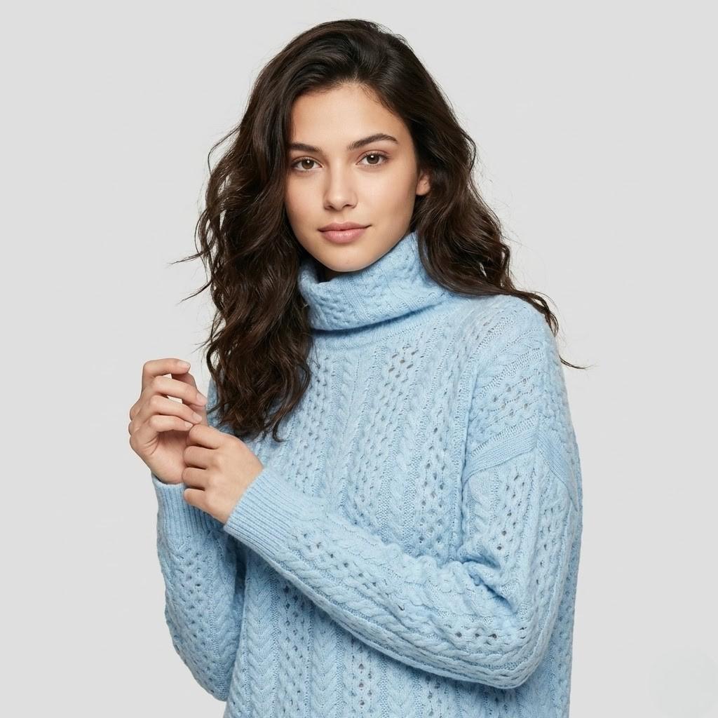 Relaxed Fit Roll Neck Knitted Sweater