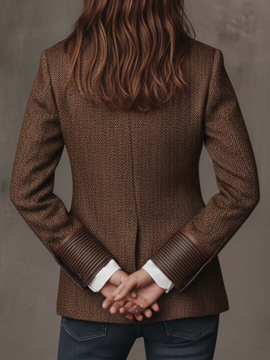 Hollis Chevron Patterned Blazer with Panel Detail