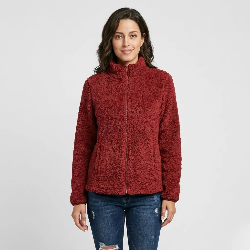 Urban-Style High Collar Fleece Jacket