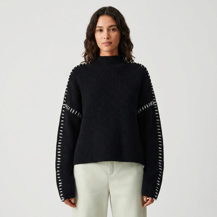 Loose-Fit Knitted Sweater with Unique Craft Details