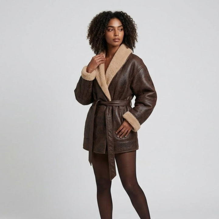 Adjustable Belted Wrap Winter Coat