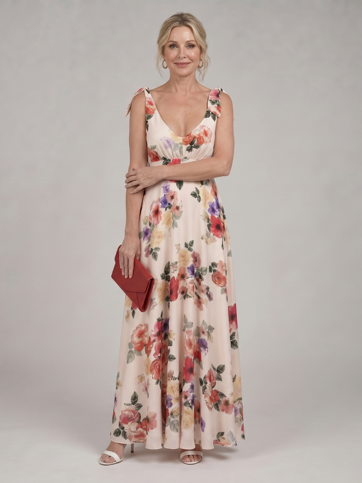 Elarose | Long dress with flowing skirt and no sleeves