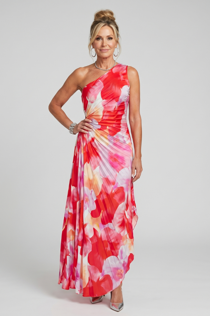 Jaromíra | One-Shoulder Floral Maxi Dress