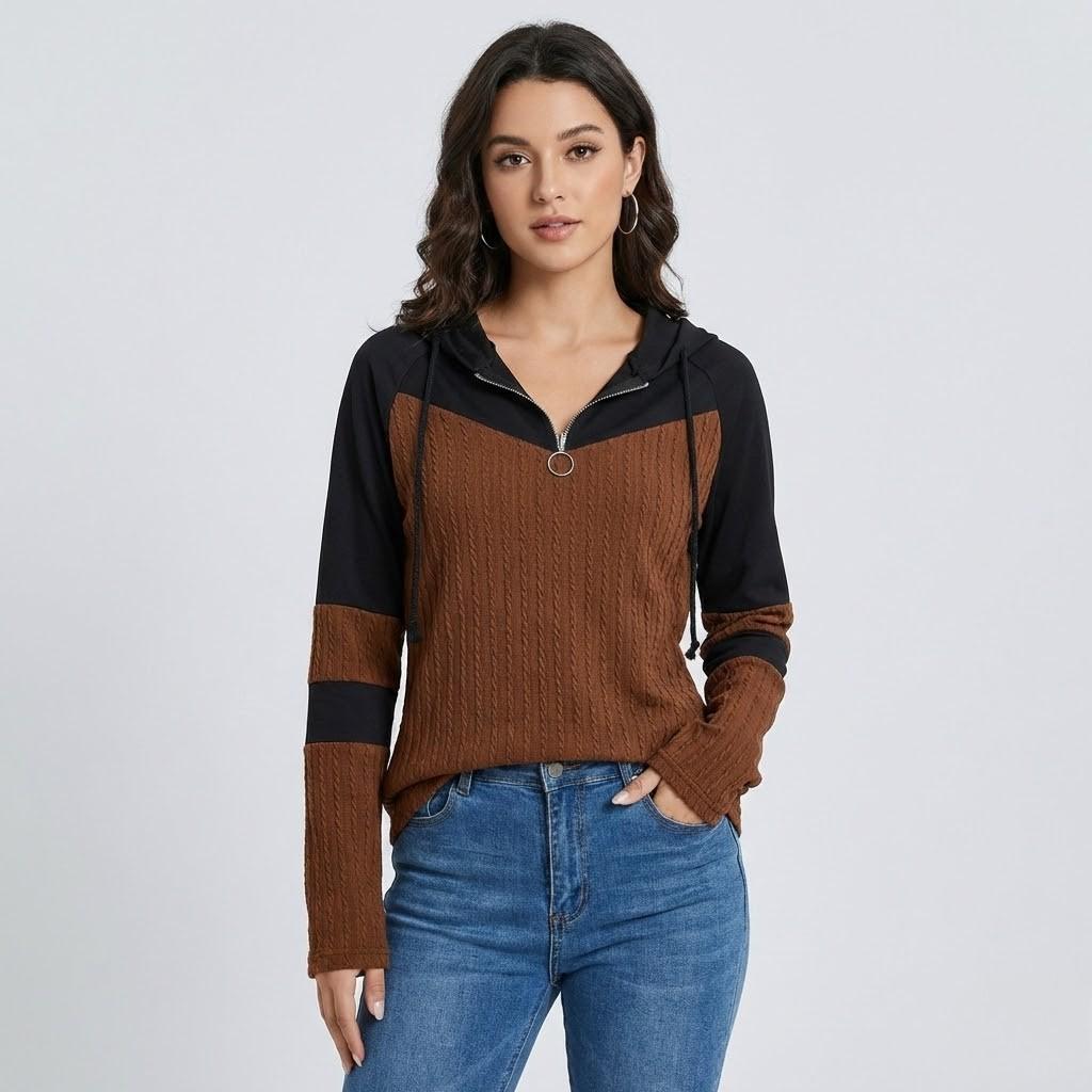 Half-Zip Textured Hoodie