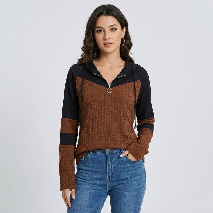 Half-Zip Textured Hoodie