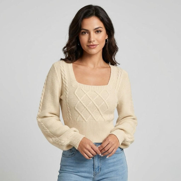 Fitted Cable Knit Sweater