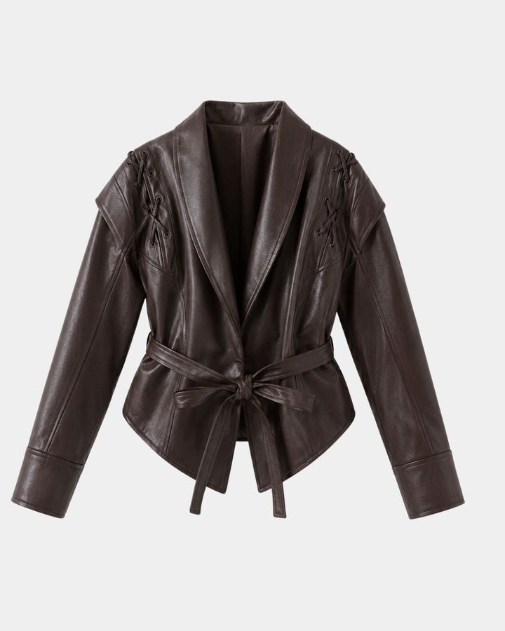 Belted Wrap Coat with Stylish Shoulder Accents