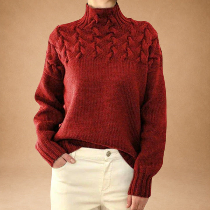 Eva - Women's Knitted Sweater with Knitting Detail
