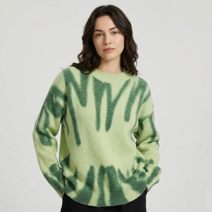 Organic Pattern Oversized Knit Sweater