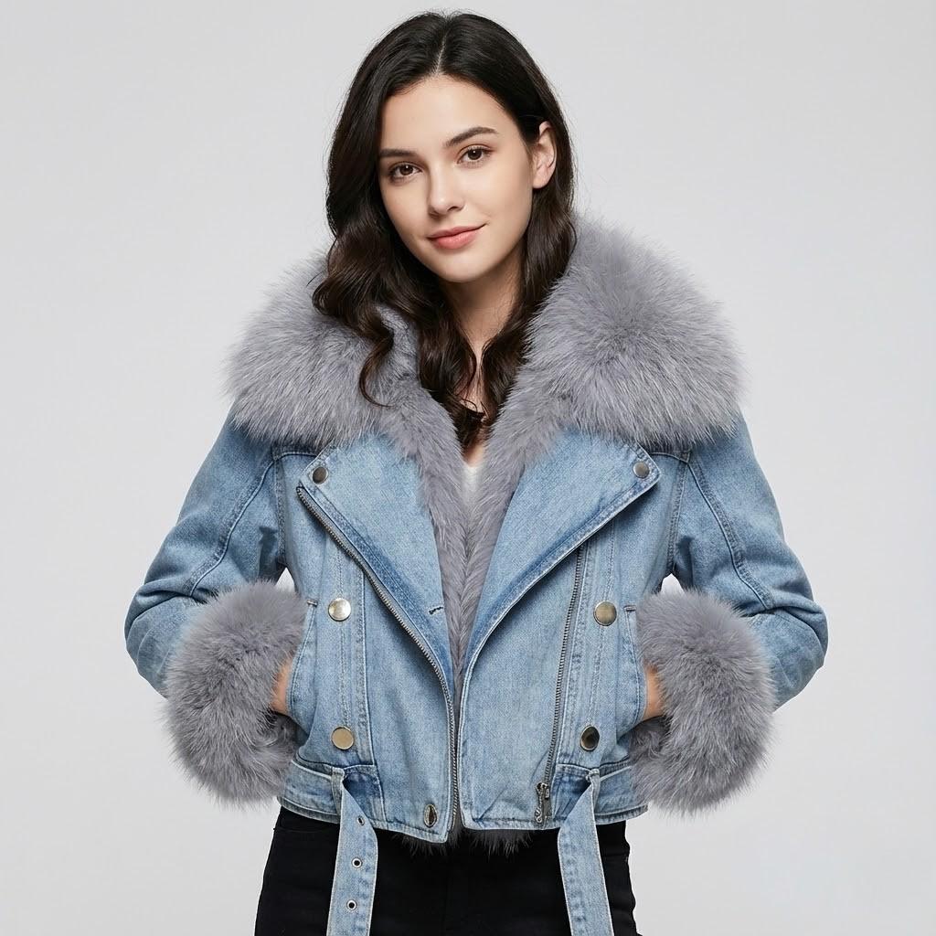 Tailored Short Jacket Crafted from Faux Fur