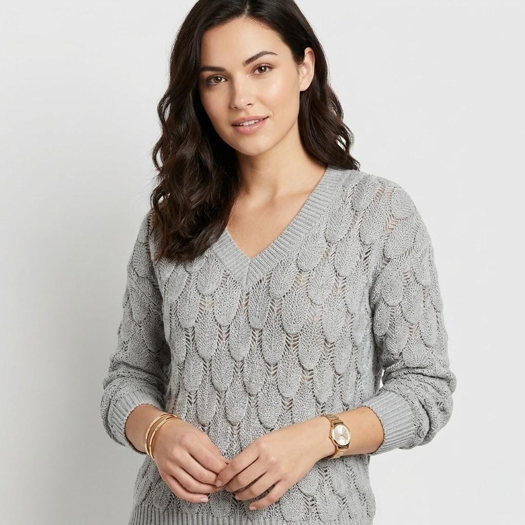 Relaxed Fit Knitted Sweater in a Cotton-Wool Blend - Modern Casual Style