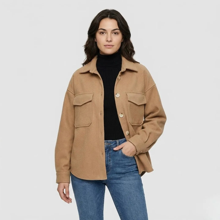 Solid-Colored Shirt Jacket with Contemporary Urban Flair