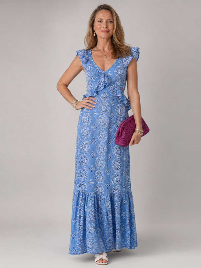 Alure | Midi Dress without Sleeves with Frill Details