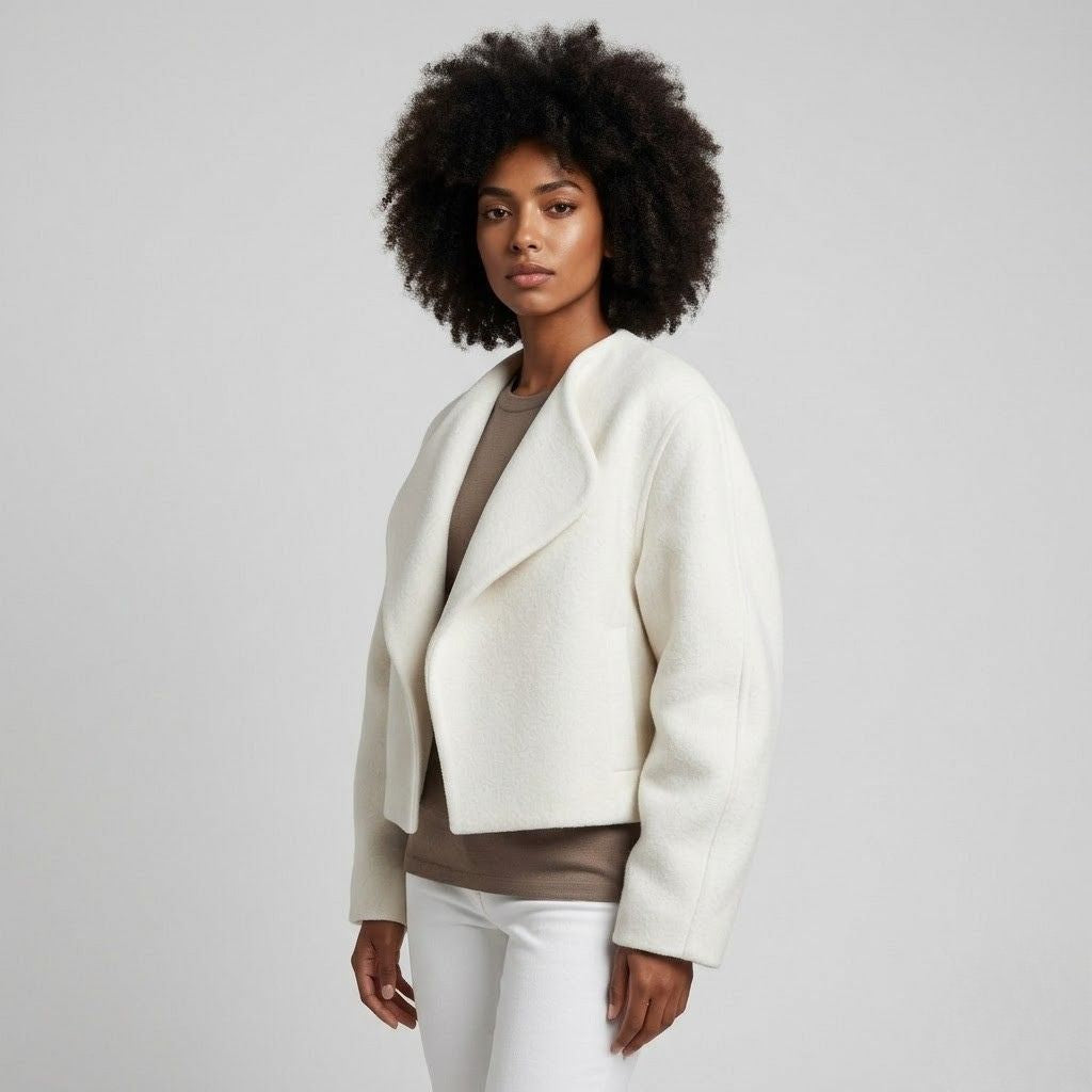 Casual Short Jacket with Oversized Collar