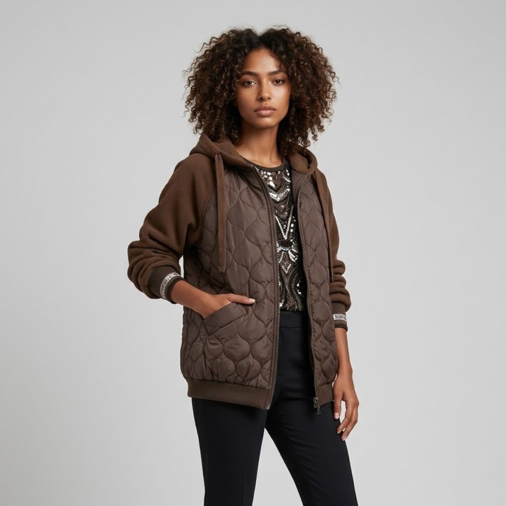 Urban Style Quilted Jacket with Adjustable Hood