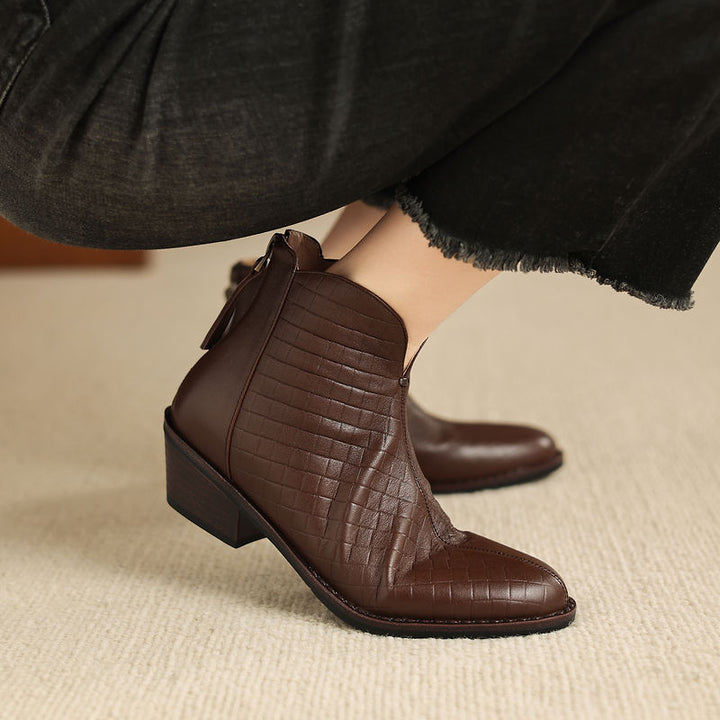 Genuine Leather Straight-Calf Boots