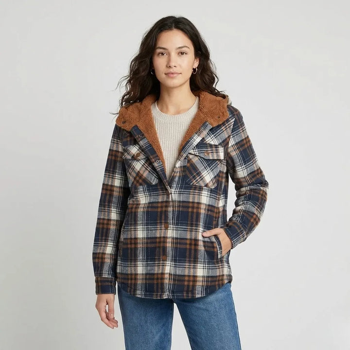 Plaid Hooded Jacket with Cozy Lining