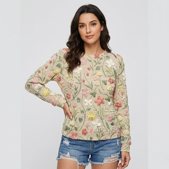 Floral Pattern Lightweight Knit Sweater for Everyday Style