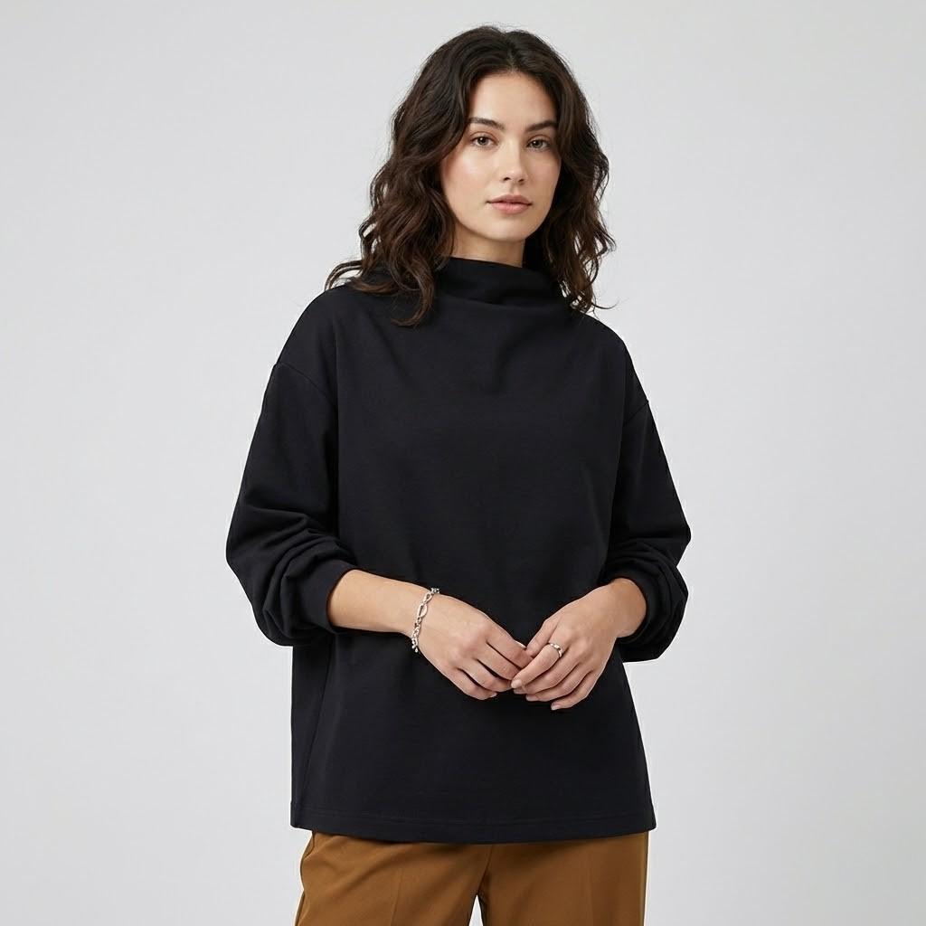 Relaxed Fit Minimalist Sweater with Structured Design