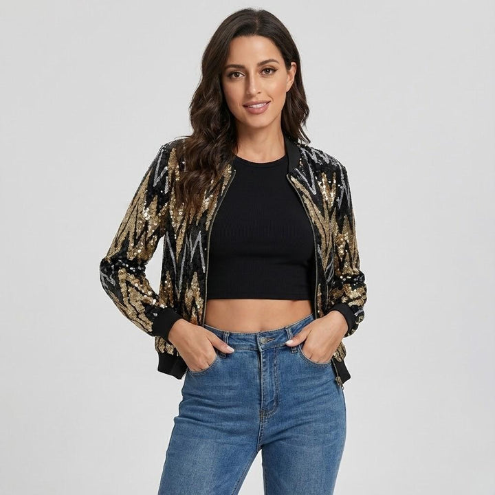 Chic Urban Short Bomber Jacket with a Subtle Sheen