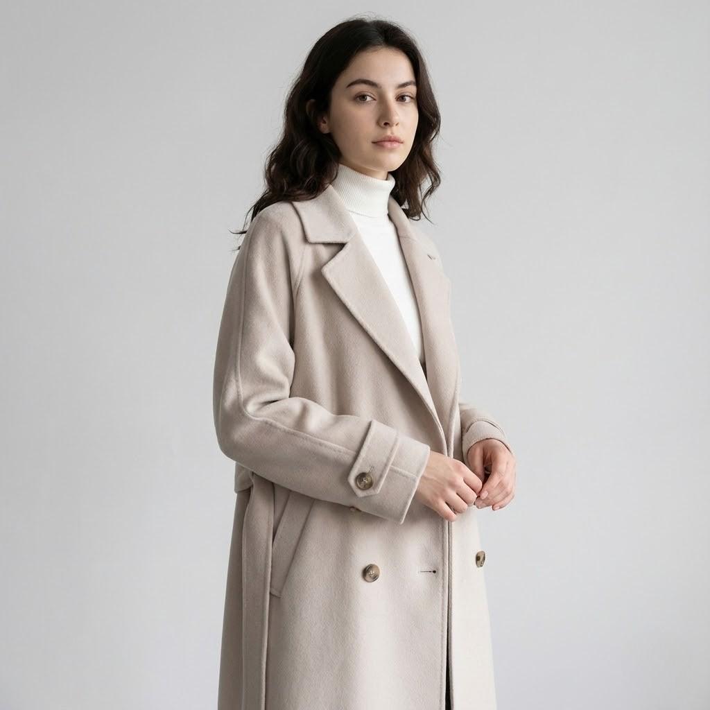 Relaxed Fit Long Wool Blend Structured Coat