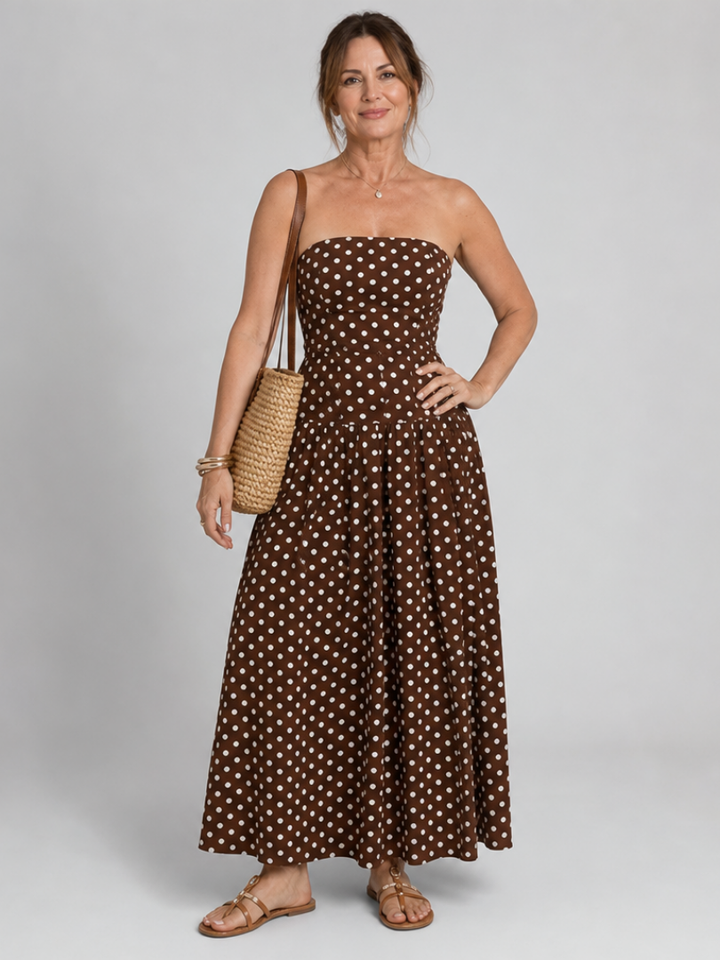 Sorien | Midi Strapless Dress with Deep Design