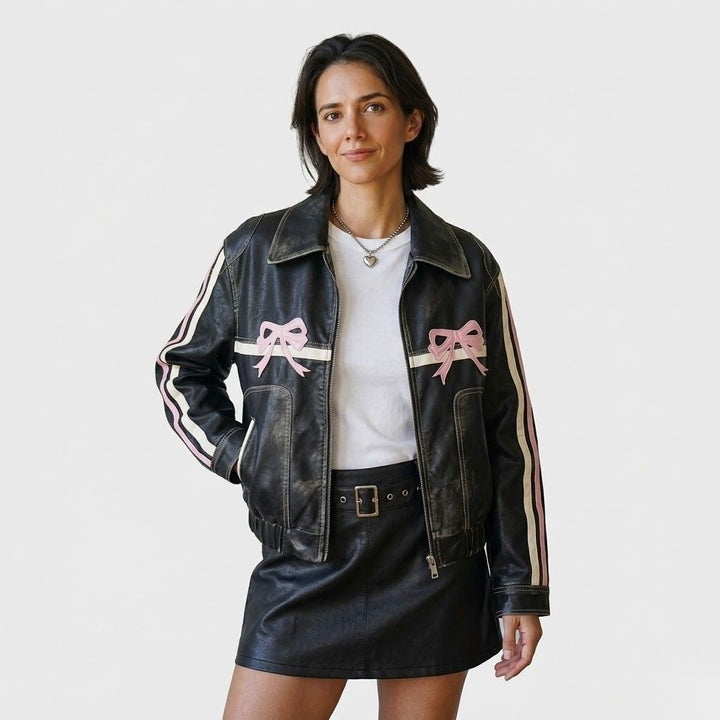 Stylish Oversized City Jacket in Polyurethane and Polyester with Decorative Accents