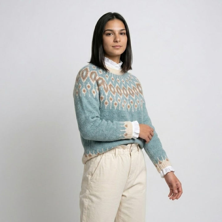 Traditional Pattern Knitted Acrylic Sweater