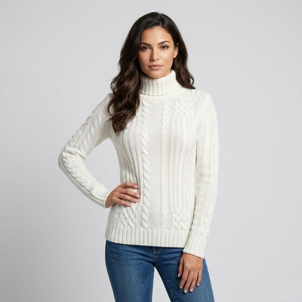 Fitted Cable Knit Sweater