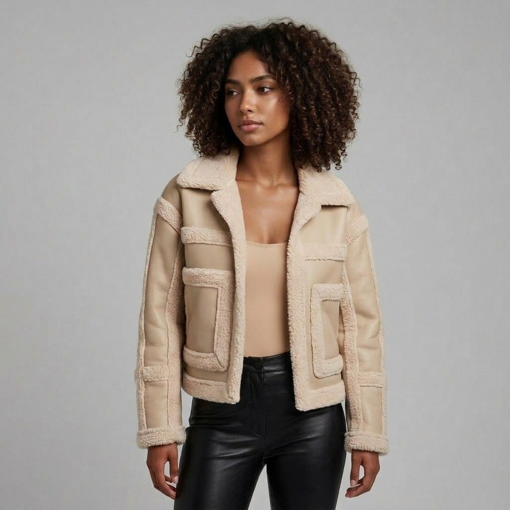 Reversible Short Jacket with a Wide Collar