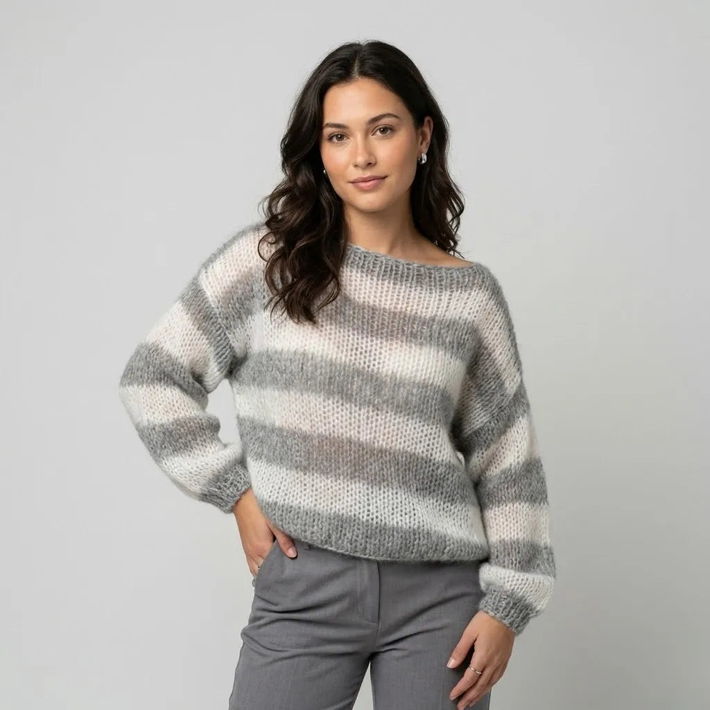 Cozy Relaxed-Fit Wool Sweater with a Wide Neckline