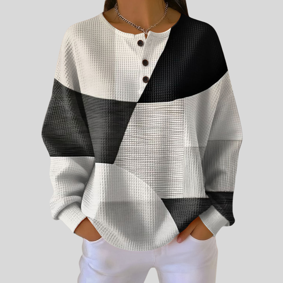 Rieneke | Waffle Textured Henley Sweater