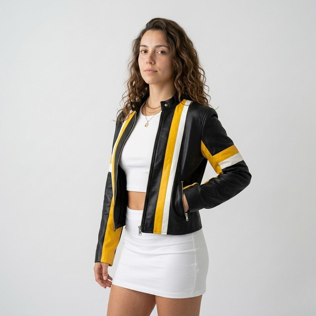 Short Jacket with Front Closure and Contrasting Accents