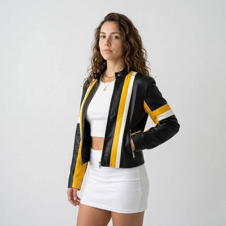 Short Jacket with Front Closure and Contrasting Accents
