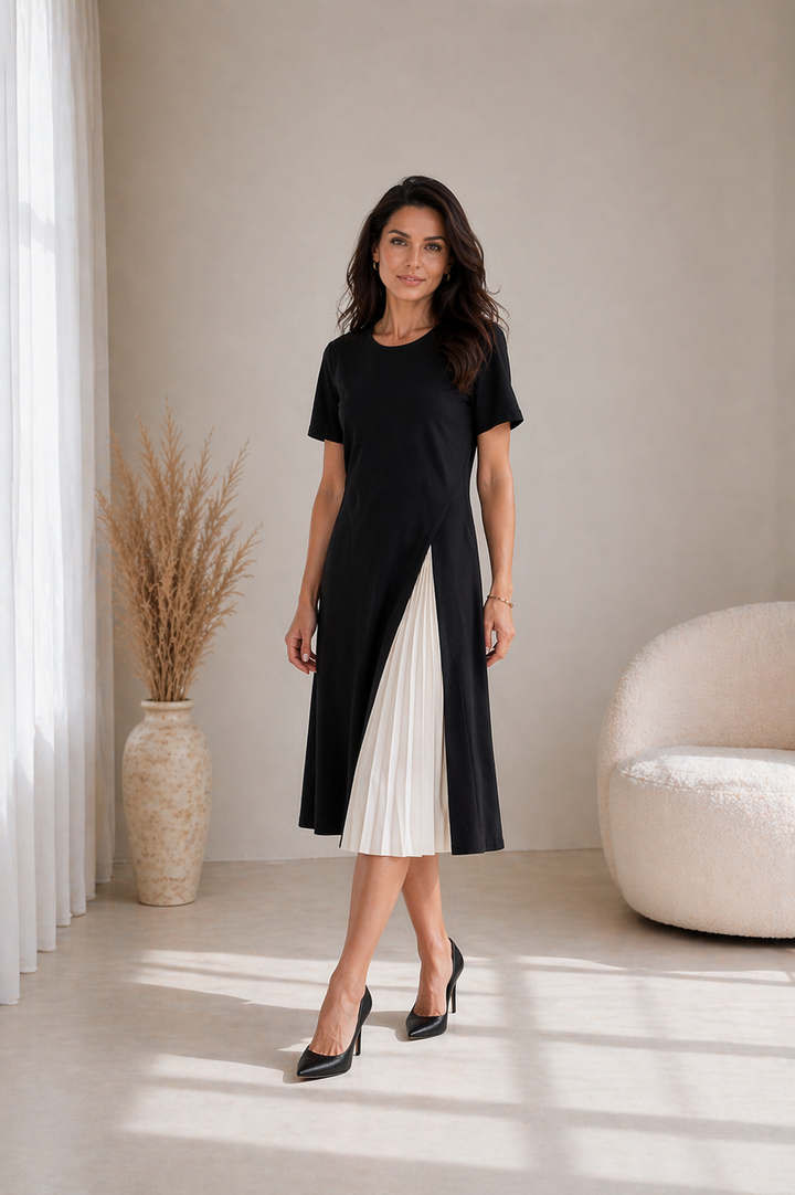 Leila | Midi Dress Featuring Elegant Mesh Accents
