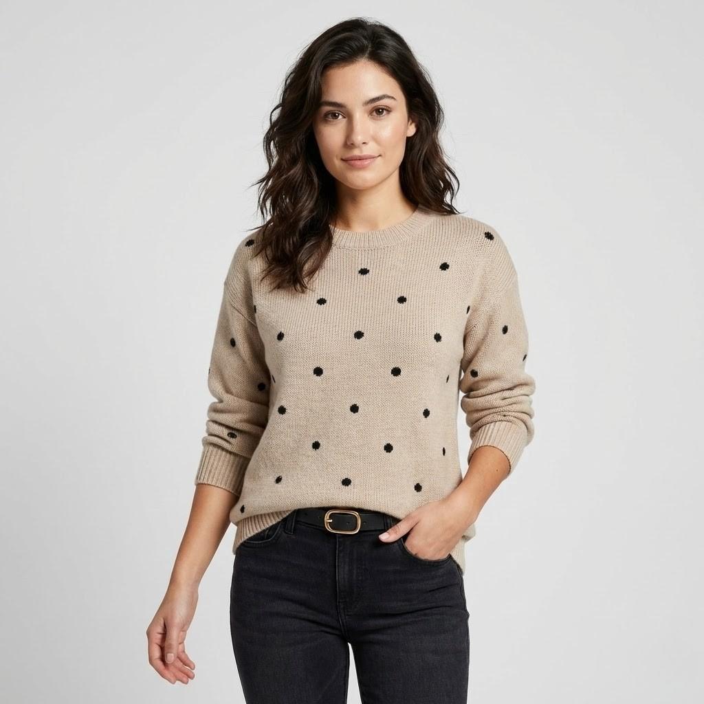 Patterned Textured Knit Sweater