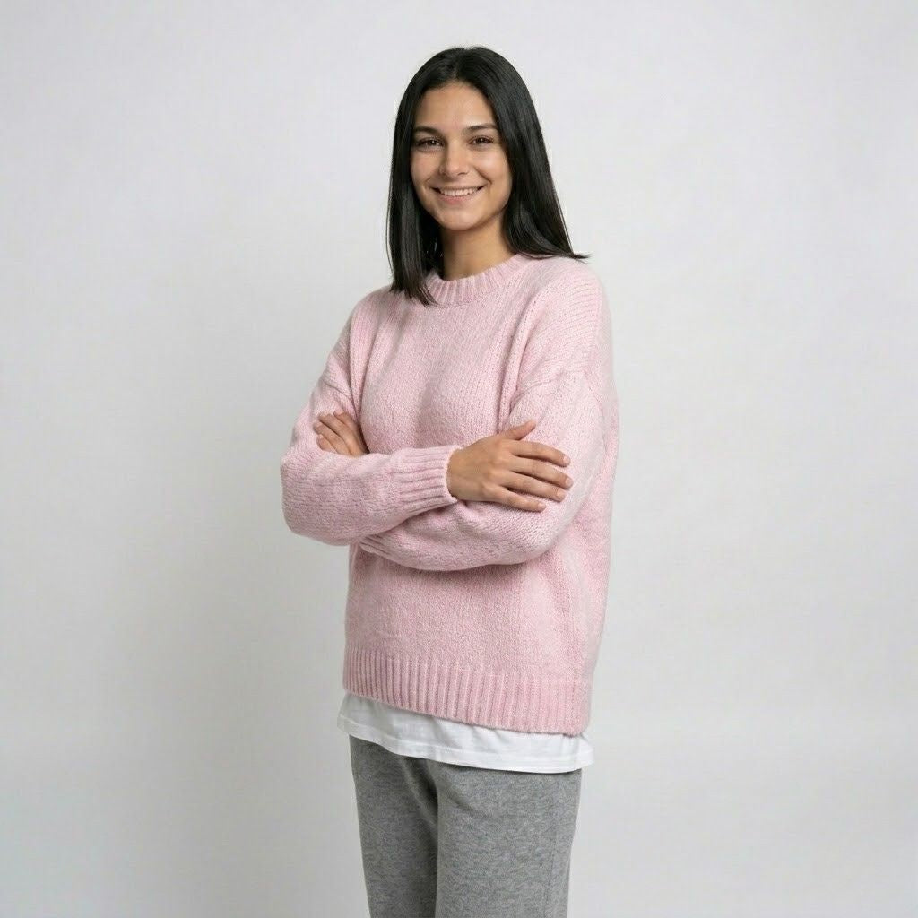 Cozy Oversized Knit Sweater in Acrylic-Polyester Blend