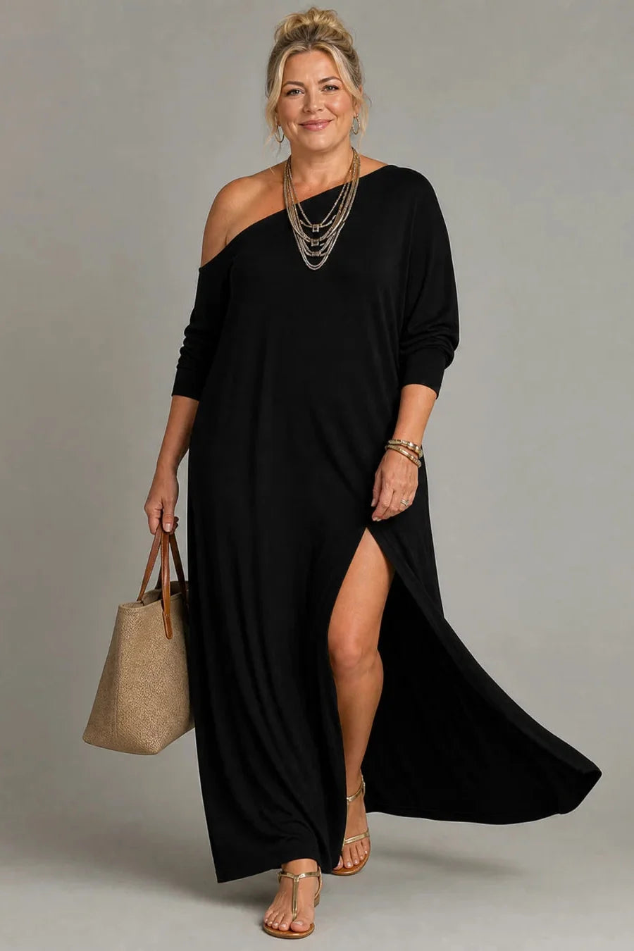 Dalila | Chic One-Shoulder Asymmetrical Maxi Dress