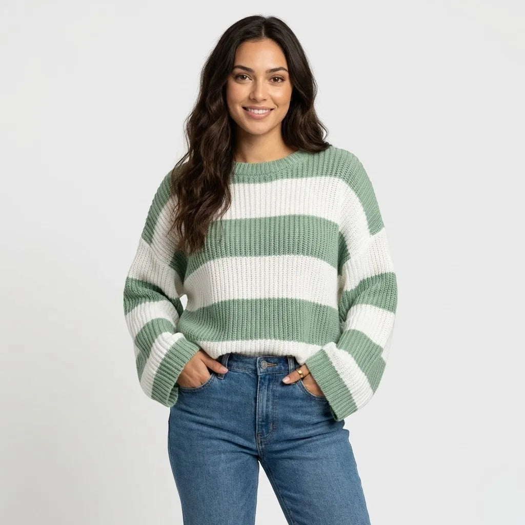 Relaxed Fit Ribbed Knit Sweater