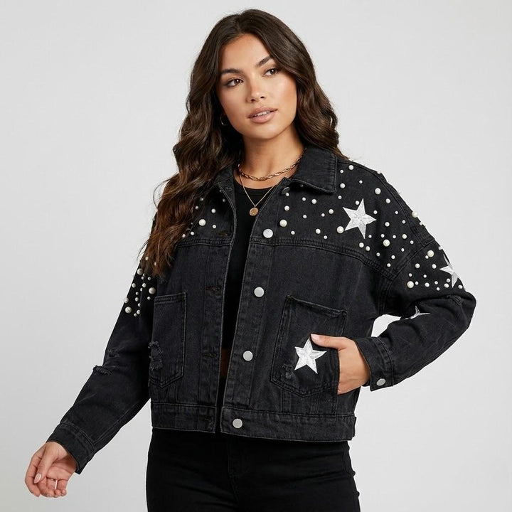 Embroidered Cotton Blend Jacket with a Relaxed Fit
