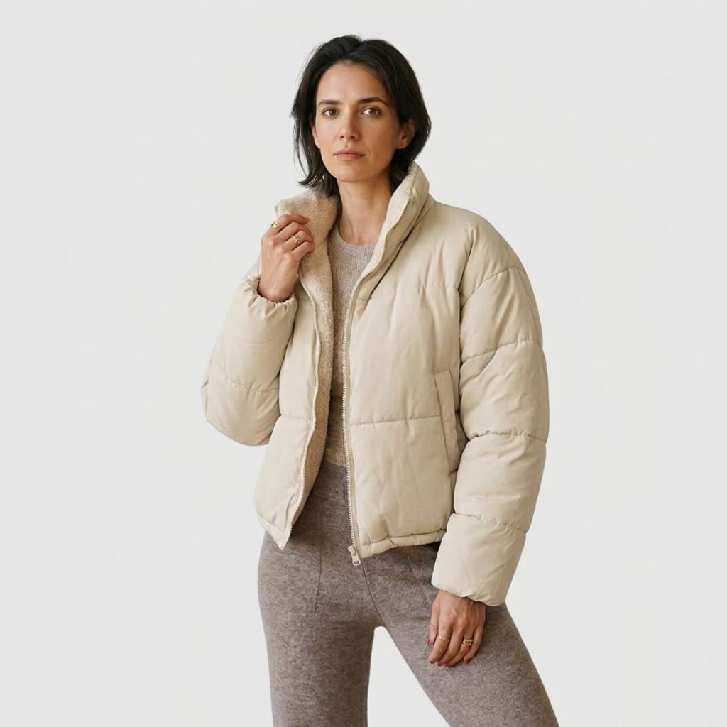 High-Collar Short Quilted Jacket