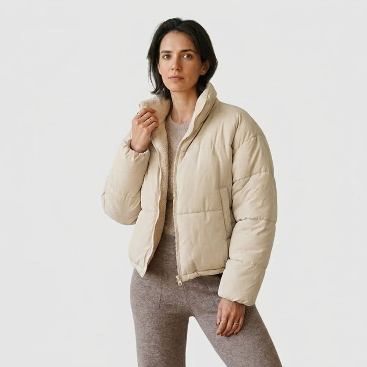High-Collar Short Quilted Jacket
