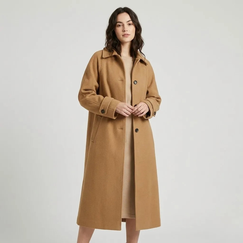 Timeless Straight-Cut Long Wool Blend Coat