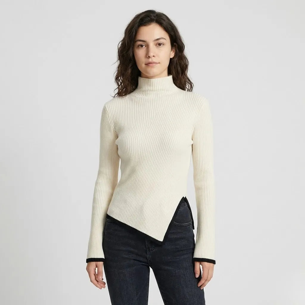 Fitted Ribbed Roll Neck Sweater