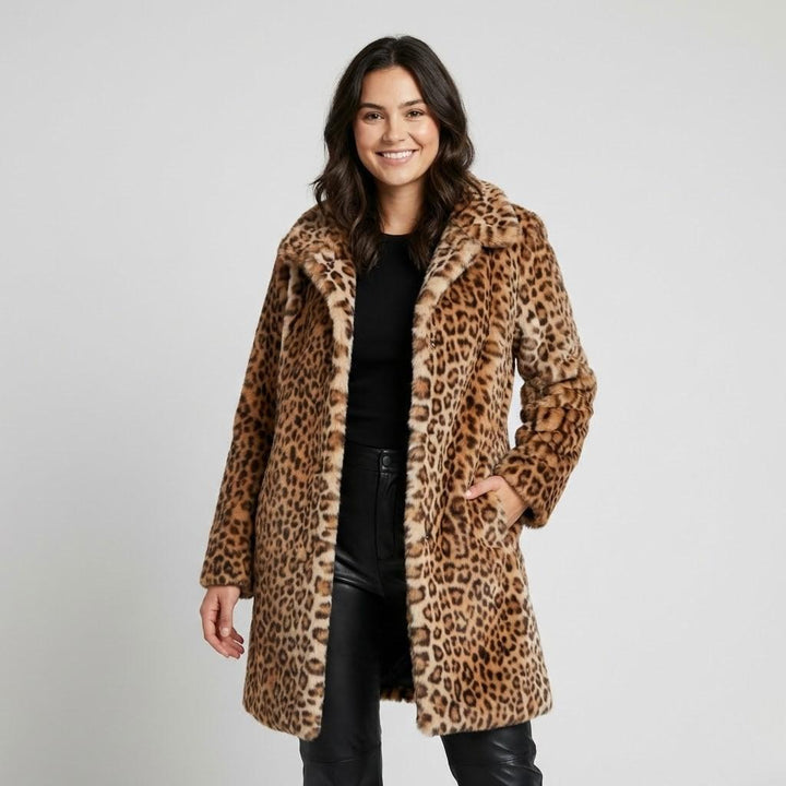 Straight-Cut Long Synthetic Fur Coat