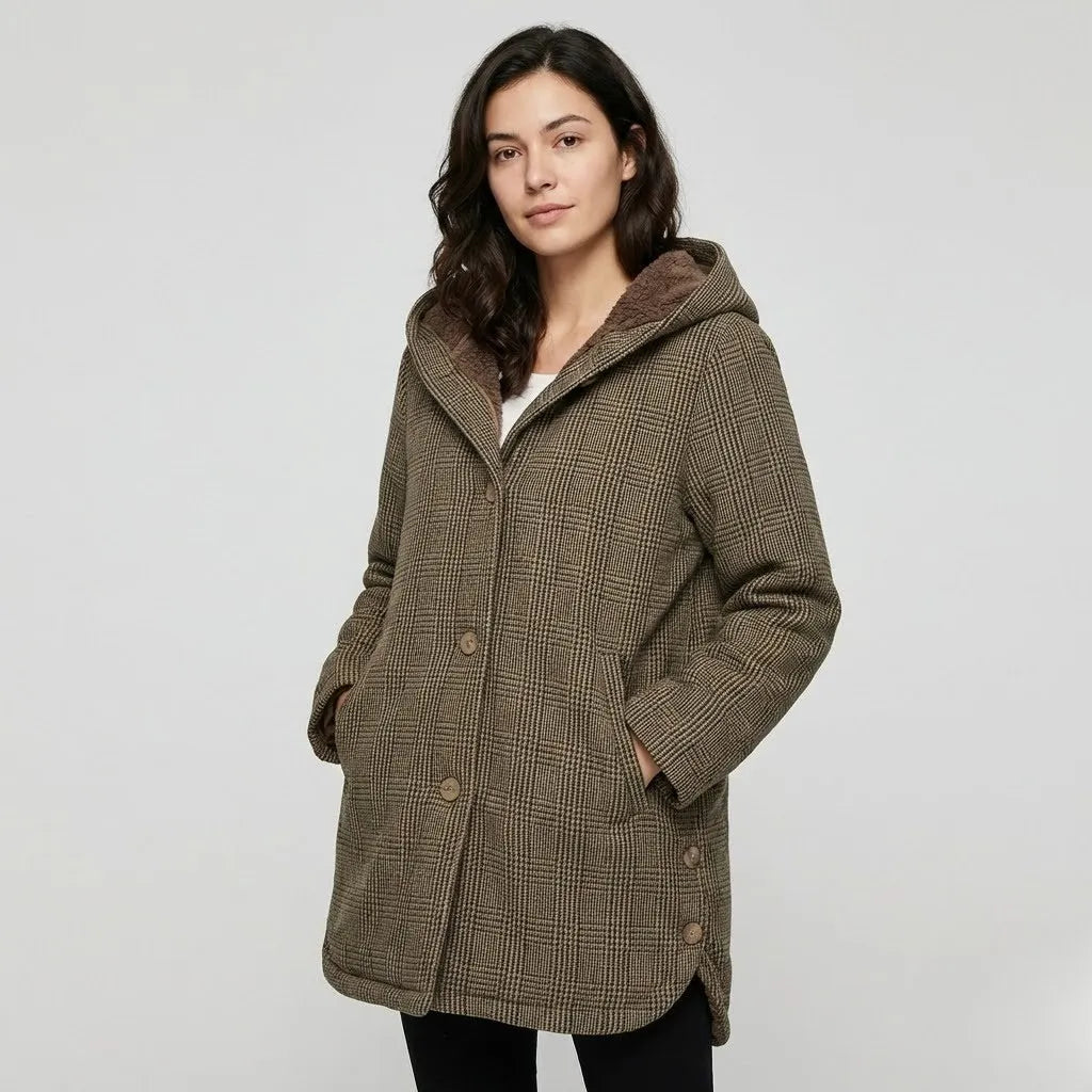 Cozy Hooded Wool Jacket with Relaxed Fit and Insulated Lining